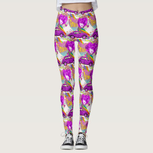 Retro Hippy Groovy Girl Car Herz 1960er 1970er Leggings