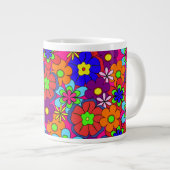 Retro Hippy Groovy Girly Floral Jumbo-Tasse (Vorderseite Rechts)
