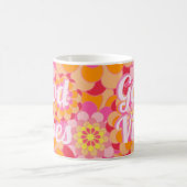 Retro Hippy Orange Pink Blume Gute Vibes Kaffeetasse (Mittel)