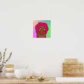 Retro Hippy Psychedelic Disco Diva Pink Afro Girl Poster (Küche)