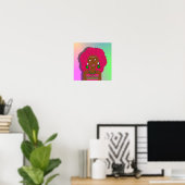 Retro Hippy Psychedelic Disco Diva Pink Afro Girl Poster (Heimbüro)