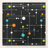 Retro Hipster Black Space Age Atomic Glasuntersetzer (Vorderseite)