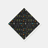 Retro Hipster Black Space Age Atomic Serviette (Ecke)