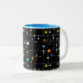 Retro Hipster Black Space Age Atomic Zweifarbige Tasse (VorderseiteRechts)