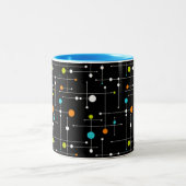Retro Hipster Black Space Age Atomic Zweifarbige Tasse (Mittel)
