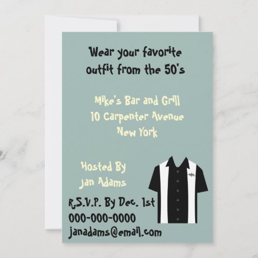 Retro Hipster Bowling Rockabilly Geburtstag Einladung (Rückseite)