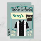 Retro Hipster Bowling Rockabilly Geburtstag Einladung (Vorne/Hinten)