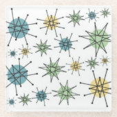 Retro Hipster-geometrische AtomSternexplosion Glasuntersetzer (Vorderseite)