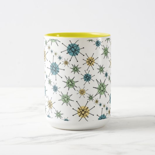 Retro Hipster-Raum-Alters-AtomSternexplosion 15oz Zweifarbige Tasse (Mittel)