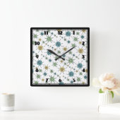 Retro Hipster Space Age Atomic Starburst Quadratische Wanduhr (Zuhause)