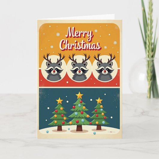 Retro-Hirsch-Weihnachtskarte Karte (Vorderseite)