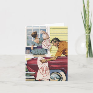 Retro His Hers Süße Kleine Hochzeit Danksagungskar Dankeskarte