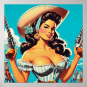 Retro Hispanic Cowgirl Poster (Vorne)