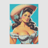 Retro Hispanic Cowgirl Seidenpapier (Vorderseite)