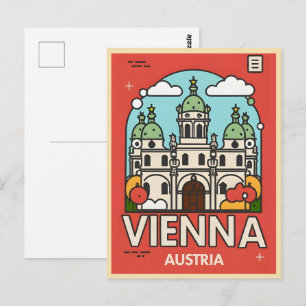 Retro Historisches Wien Stadt Österreich Skyline G Postkarte