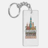 Retro Ho Chi Minh City Skyline Saigon Wander South Schlüsselanhänger (Vorderseite links)