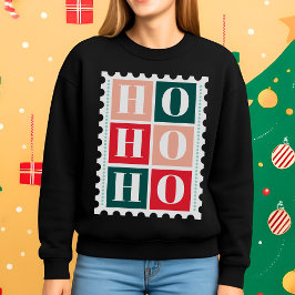 Retro Ho Ho Ho Christmas Postage Stamp Sweatshirt