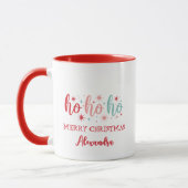 Retro Ho Ho Ho Merry Christmas Custom Name Tasse (Links)