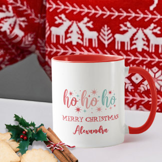 Retro Ho Ho Ho Merry Christmas Custom Name Tasse