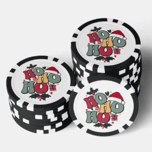 Retro Ho Ho Weihnachtsfeiertag Holly Weihnachtsman Pokerchips