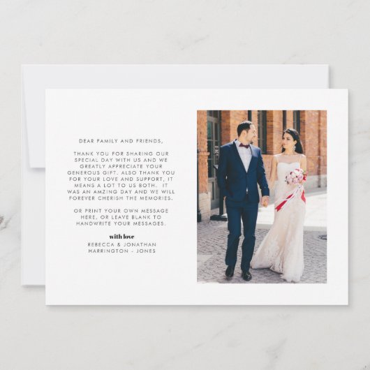 Retro Hochzeit Danke Fotokarte (Rückseite)