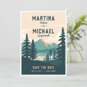 Retro-Hochzeit das Datum speichern Einladung (Stehend Vorderseite)