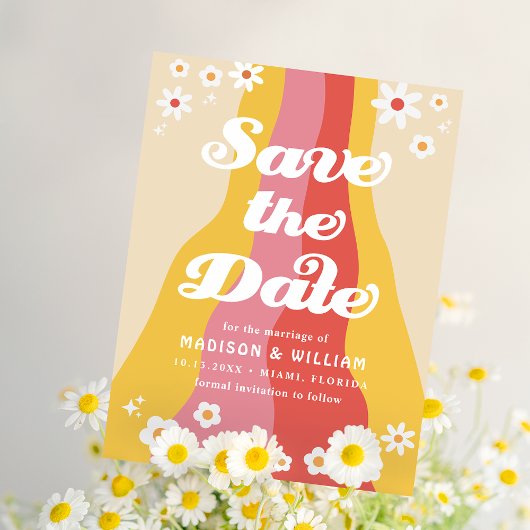 Retro-Hochzeit das Datum speichern Postkarte