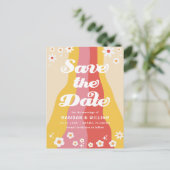 Retro-Hochzeit das Datum speichern Postkarte (Stehend Vorderseite)