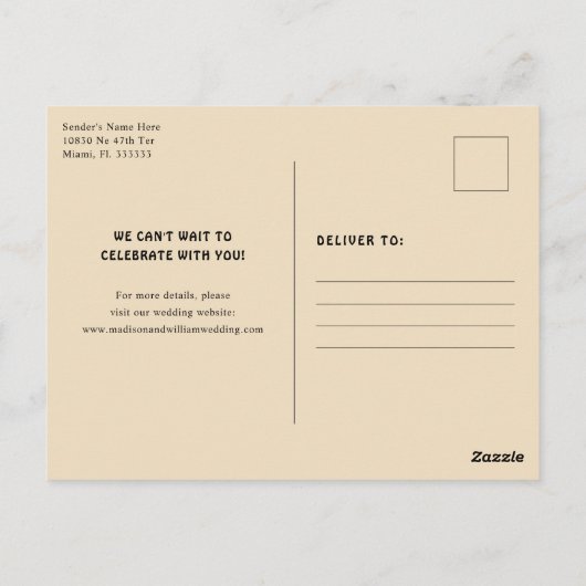 Retro-Hochzeit das Datum speichern Postkarte (Rückseite)