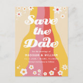 Retro-Hochzeit das Datum speichern Postkarte (Vorderseite)