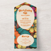 Retro Hochzeit der 70er Jahre All In One Einladung (Innen Boden)