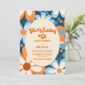 Retro Hochzeit der 70er Jahre Einladung (Stehend Vorderseite)