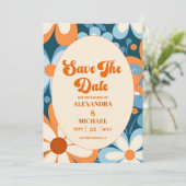 Retro Hochzeit der 70er Jahre Save The Date (Stehend Vorderseite)