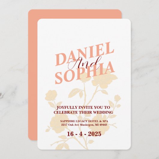 Retro Hochzeit Einladung White (Vorne/Hinten)