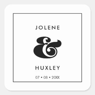 Retro-Hochzeit im Vintage-Stil Quadratischer Aufkleber