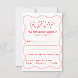 Retro-Hochzeit in Rosa und Korallen RSVP Karte