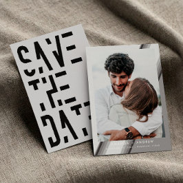 Retro-Hochzeit in Schwarz-Weiß-70er Save The Date