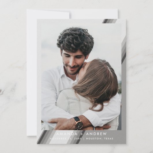 Retro-Hochzeit in Schwarz-Weiß-70er Save The Date (Vorderseite)