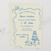 Retro-Hochzeit mit Handschrift Einladung (Vorne/Hinten)