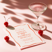 Retro-Hochzeit mit rosa und orangefarbenen Streife Einladung