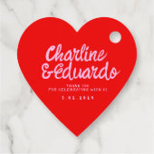 Retro-Hochzeit mit rosa und roter Handschrift Dank Geschenkanhänger (Rückseite)