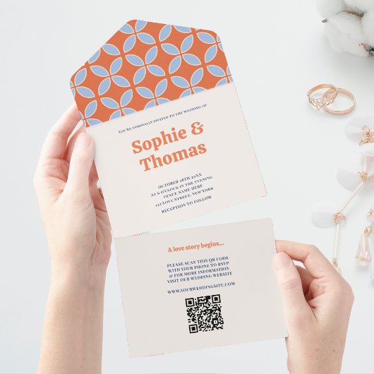 Retro-Hochzeit Mitte des Jahrhunderts All In One Einladung