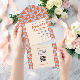 Retro-Hochzeit Mitte des Jahrhunderts All In One Einladung