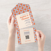 Retro-Hochzeit Mitte des Jahrhunderts All In One Einladung (Abreißen)