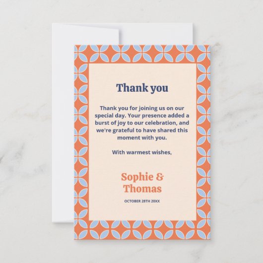 Retro-Hochzeit Mitte des Jahrhunderts Dankeskarte (Vorderseite)