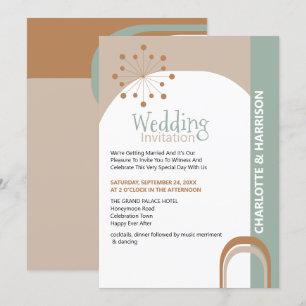 Retro-Hochzeit Mitte des Jahrhunderts Einladung