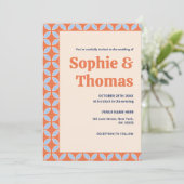 Retro-Hochzeit Mitte des Jahrhunderts Einladung (Stehend Vorderseite)