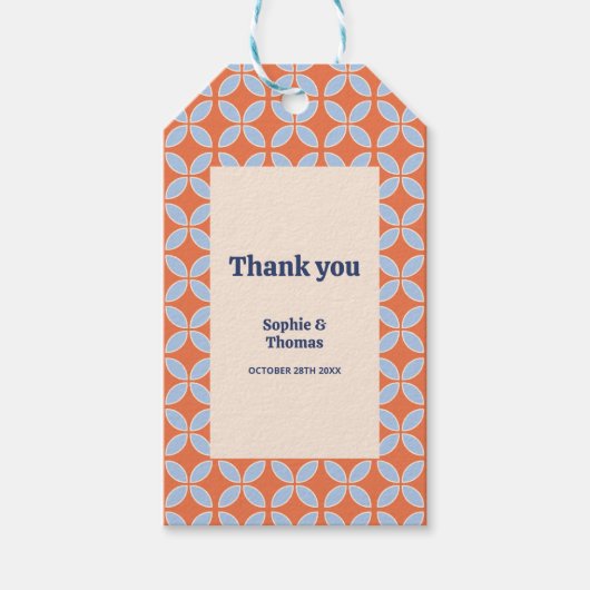 Retro-Hochzeit Mitte des Jahrhunderts Geschenkanhänger (Vorderseite)