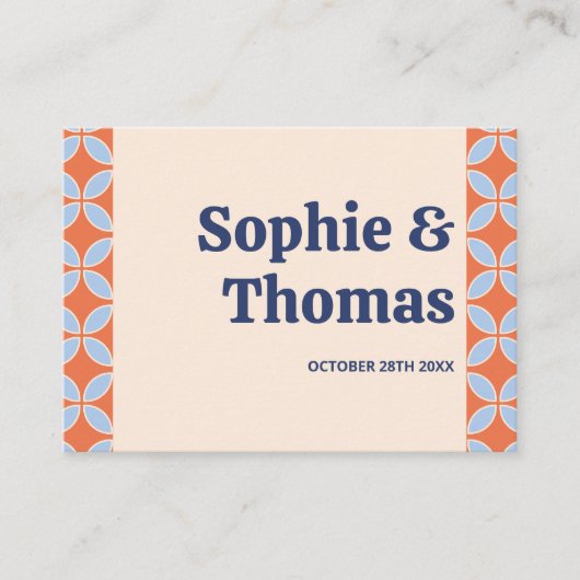 Retro-Hochzeit Mitte des Jahrhunderts Platzkarte (Vorderseite)