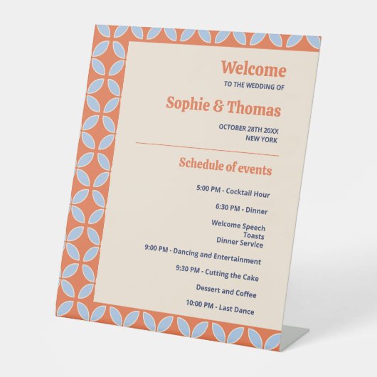 Retro-Hochzeit Mitte des Jahrhunderts Sockelschild (Vorderseite)